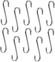 Alipis 10PCS Stainless Steel Hooks Metal Hangers for Kitchen Bathroom Bedroom Office Garage Multifunctional Flat Hooks with Opening for Organizing Tools Utensils and More