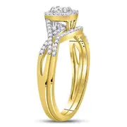 14k Yellow Gold Princess Diamond Bridal Wedding Ring Set 1/3 Cttw