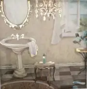 Farm House Old Style Bathroom Canvas Print. Discounted For Limited Time.