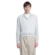 [RECTO] Lace Rib Sheer Knit Polo Grey