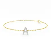 Diamond Initial Slider Bracelet in 9kt Yellow Gold