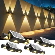 Solar Fence Lights, 4 Pack Adjustable Up & Down Solar Lights Outdoor, Warm Wh...