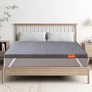 [Sweetlove] King Single Gel Memory Foam Mattress Topper, Gel Infused High-Density Firm Memory Foam, Ergonomic Design for Pain Relief Provides Extra Comfort, Skin-Friendly Cover, CertiPUR-US Certified