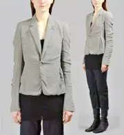 RICK OWENS 41 DINGE PEARL GREY SILK SHORT BLAZER US 10/IT 44 $2190 made in ITALY