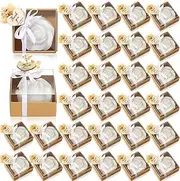 [Threlaco] 50 Sets Wedding Rose Candles Favor Scented Mini White Rose Petal Candles with Dried Flower Bridal Shower Baby Shower Birthday Gifts for Guest Thank You Souvenirs