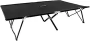 vidaXL Two Person Folding Sun Lounger Outdoor Patio Backyard Day Bed Camping Hiking Beach Travel Bed Foldable Military Cot Black Steel