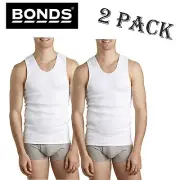 Mens Bonds Chesty White Singlet 2 Pack Fit Comfort Ribbed Undershirt M7WL