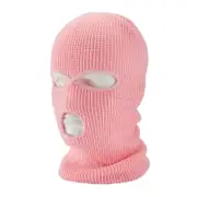 Nevenka 3 Hole Winter Knitted Mask Outdoor Sports Full Face Cover Warm Knit Balaclava for Adult-Pink
