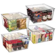 Plastic Storage Bins with Lids XL – Perfect Kitchen Organization or Pantry St...