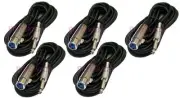 5 Pack 10Ft XLR 3Pin Female to 1/4" Mono Plug Mic Microphone Cable Lot 10 Foot