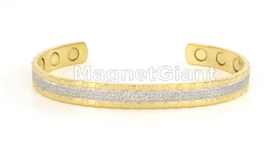 Gold & Silver plating on Solid Copper High Power Magnetic Bangle Bracelet Cuff