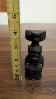 Hand Carved Folk Art Wood Sculpture African Man Thinker Primitive