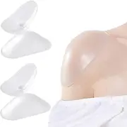 [Flomiara] 2 Pairs Silicone Shoulder Pads, Clear Anti Slip Self Adhesive Invisible Push-Up Silicone Shoulder Pads for Women Men Sloping High Low Shoulders Clothes Shirts Blazers Dresses & Coats Jackets