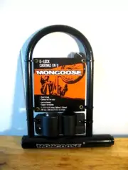 NEW Mongoose Key Keyed Bike Lock 12mm Hardened Steel Shackle U-Lock w/ Bracket