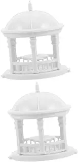 2pcs Mini Pagodas Figurine Fairy Garden Pagodas DIY Miniature Pavilion Statue 1:100 Scale European Round Gazebo Dollhouse Miniature Furniture for Bonsai Decoration