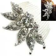 USA Hair Comb vintage Crystal Handmade Bridal wedding prom flower pin silver 10