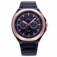在飛比找ETMall東森購物網優惠-FOSSIL 美國最受歡迎頂尖運動時尚雙還流行腕錶-黑金-B