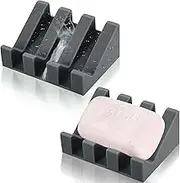 Silicone Soap Dish with Drain Soap Tray with Drain, 2Pcs Silicone Soap Dish Self Draining Soap Dish Shower Bar Soap Holder Tray with Drain,Silicone Soap Dish Bathroom Bar Soap Holder with Drain