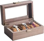 [CFZSALK] Watch Box Watch Holder 3 Slots Watch Storage Box Glass Cover Watch Box Retro Jewelry Box Watch Case Storage Box Watch Case KeYJ
