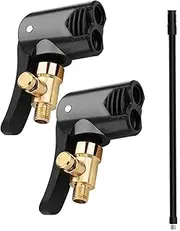 [Powerful] 2 Pack Double Bike Pump Head Dual Nozzle Bicycle Presta Schrader Valve Thread Connector Tire Air Inflator Replacement