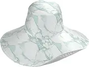 [Yoogain] Light Green Luxury Marble Texture Foldable for Women Wide Brim for Beach Vacation Decorative Wide Brim Sun Hats for Womens Running Foldable Gorra la para Mujer, Light Green Luxury Marble Texture, One