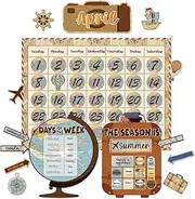 Travel The Map Calendar Bulletin Board Set for Classroom Decoration Adventure Calendar Seasons Weather Chart Explore CTP Bulletin Board Paper-Cuts for Teachers Elementary School Classroom