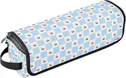 [sanluoli] Hair Tool Travel Bag and Heat Resistant Mat Waterproof Curling Iron Travel Case Checkered Blue White Plaid Cherry Portable Organizer