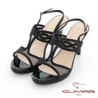 在飛比找momo購物網優惠-【CUMAR】網紗透膚防水台高跟涼鞋(黑色)