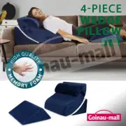 4PCS Bed Wedge Pillow Memory Foam Neck Back Rest Support Cushion Leg Elevation