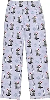 [ZZXXB] Raccoon with Xmas Hat Boys Long Pants Soft Trousers Elastic Waist Kids Lounge Bottoms with Pockets S-XL
