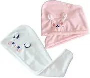 FOMIYES 2pcs Quick Drying Hair Dry Cap for Women Absorbent Hair Towel Wrap Cartoon Pattern Bath Cap Fast Absorption