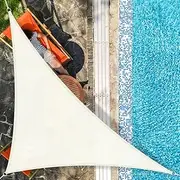AXT SHADE Awning, Triangle, Right Angle, 3 x 3 x 4.25 m, Breathable, Water-Permeable, Sun Protection, Weather Protection, Wind Protection, HDPE with UV Protection for Patio, Balcony, Garden, Cream