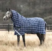 Rhino Plus with Vari-Layer Turnout Blanket, Heavy Weight, Navy Check/Indigo Size