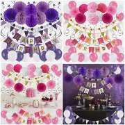 Birthday Party Decoration, Happy Birthday Banner with Paper Fans, Honeycomb Ball