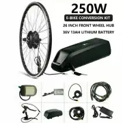 250W Ebike Kit Front Wheel Easy Conversion 13Ah Lithium Battery 26'' E-Bike
