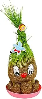 Potted Head Grass Doll - Creative Growing Figure Decoration, Green Plant Bust | Lively Ornament Planter for Bedroom, Living Room, Desk, Cute Character Sculpture Vase for Study Home Decor