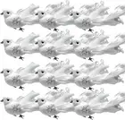 Doves with Clips - White Feathered - Set of 12 Long Tail Craft Doves - Ornaments