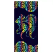 59x26 Rainbow Fish Bath and Beach Cotton Terry Towel, Made in Belarus 400 g/m2