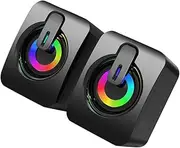 MERRYHAPY 2-in-1 Gaming Speaker RGB Led Compact Subwoofer for Laptop Portable Voice Box for Home Office