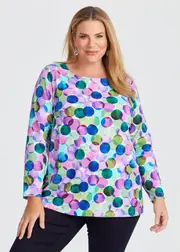[Virtuelle] Taking Shape Cotton Painted Spot Top Size 26 in Print - Plus Size Women's Clothing Print