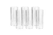 6x Lemon & Lime Crystal Deco 390ml Tumbler Tall Water Juice Outdoor Cup Clear