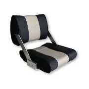 Deluxe Flip Back Seat Black/Silk Grey Boat Marine