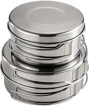 YARNOW 1 Set Outdoor Stainless Steel Cookware Portable Camping Cookware Kit with Frying Pan Stew Pot Plates and Cups for Picnics and Hiking Compact and Lightweight Design