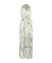 Sleeveless Dress IT38 Gray/sky blue