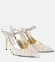 [Jimmy Choo] Jimmy Choo Bing 100 embellished glitter mules AU 12 metallic