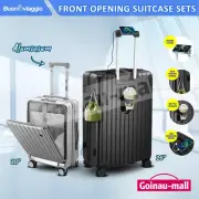 Luggage Suitcase Trolley 2PCS Travel Front Open Hard Case TSA Lock Storage Bag