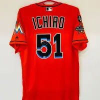 在飛比找Yahoo!奇摩拍賣優惠-鈴木一朗 Ichiro 2017 馬林魚準實戰簽名球衣