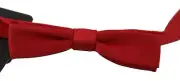 Dolce&Gabbana Men Red Bow Tie 100% Silk Classic Adjustable Strap Neck Papillon