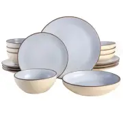 Gibson Elite Contempo Classic 16-Piece Double Bowl Dinnerware Set - Light Blue