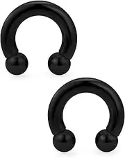 [Ftovosyo] PA Ring Internally Threaded Circular Barbells Horseshoe Large Septum Ring Ear Gauges Earrings 2G 4G 6G 8G 12mm/16mm 316L Surgical Steel Pierced Body Jewelry for Women Men